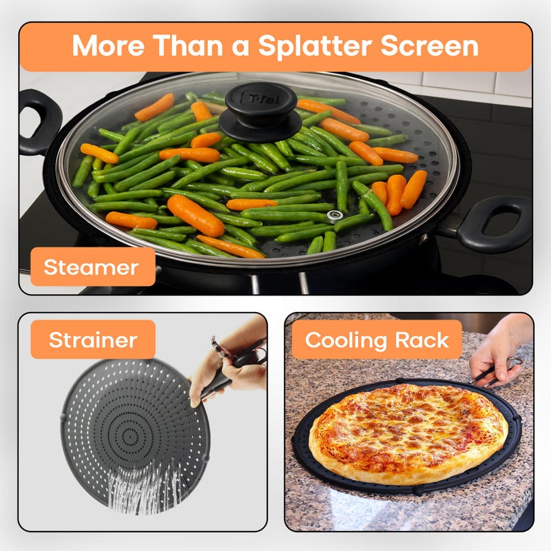 Beckon Ware Splatter Screen for Frying Pan | USA Brand | 13-Inch Black, Fit Pans (12" to 13") Silicone Grease Splatter Guard for Frying Pan and Stove by Beckon Ware - Image 3
